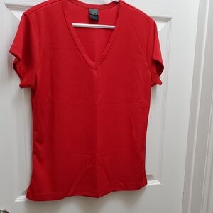 Nike Red V-Neck Short Sleeve Tee